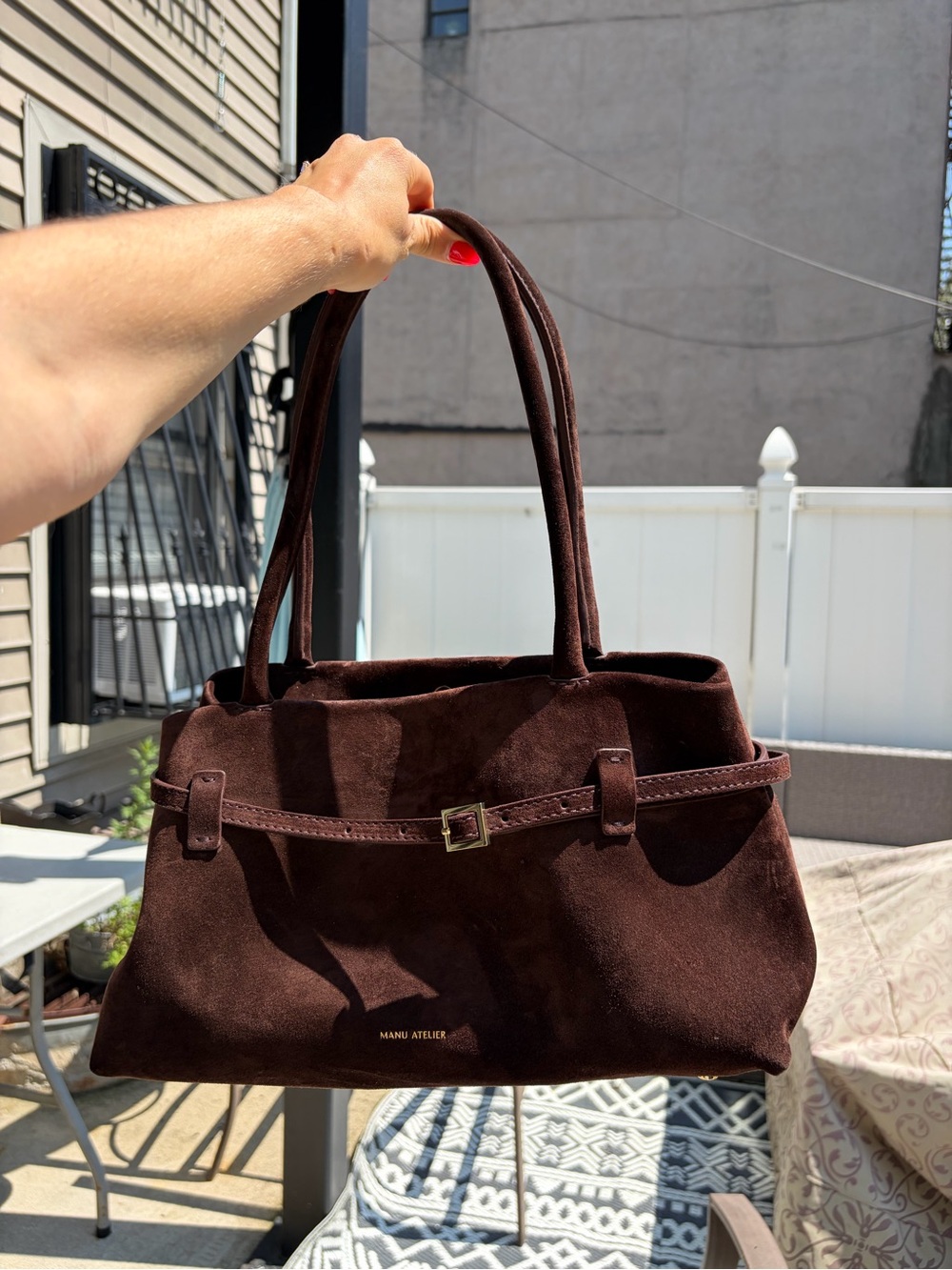 Manu Atelier Le Cambon East West Suede Deep Brown
